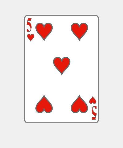 Playing Card Five Of Hearts