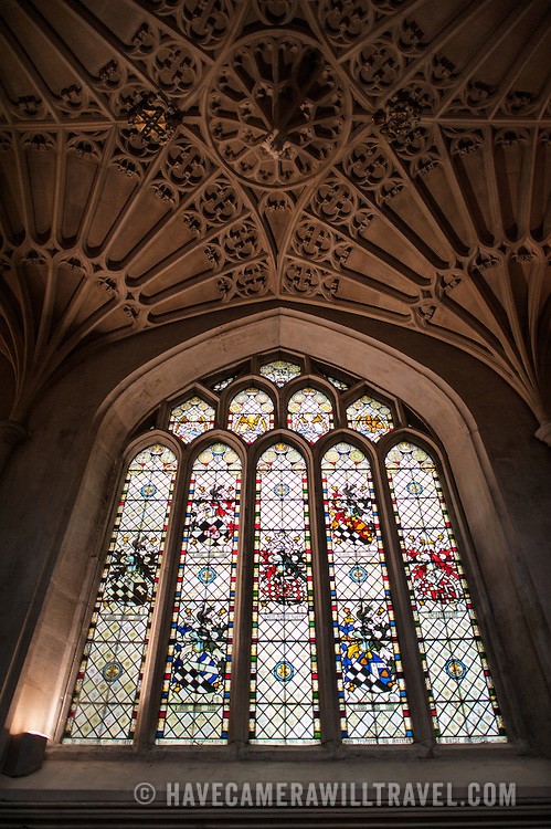 Stained glass window at Bath Abbey, UK