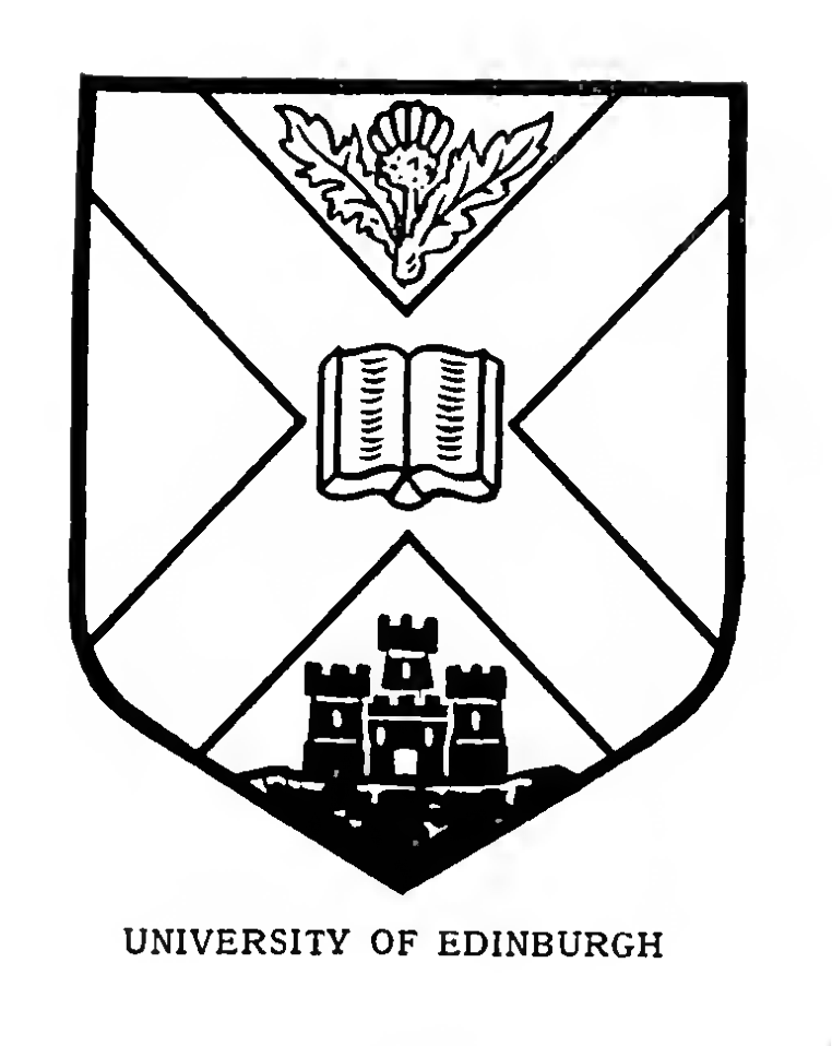 UNIVERSITY OF EDINBURGH Argent, on a saltire azure, between a